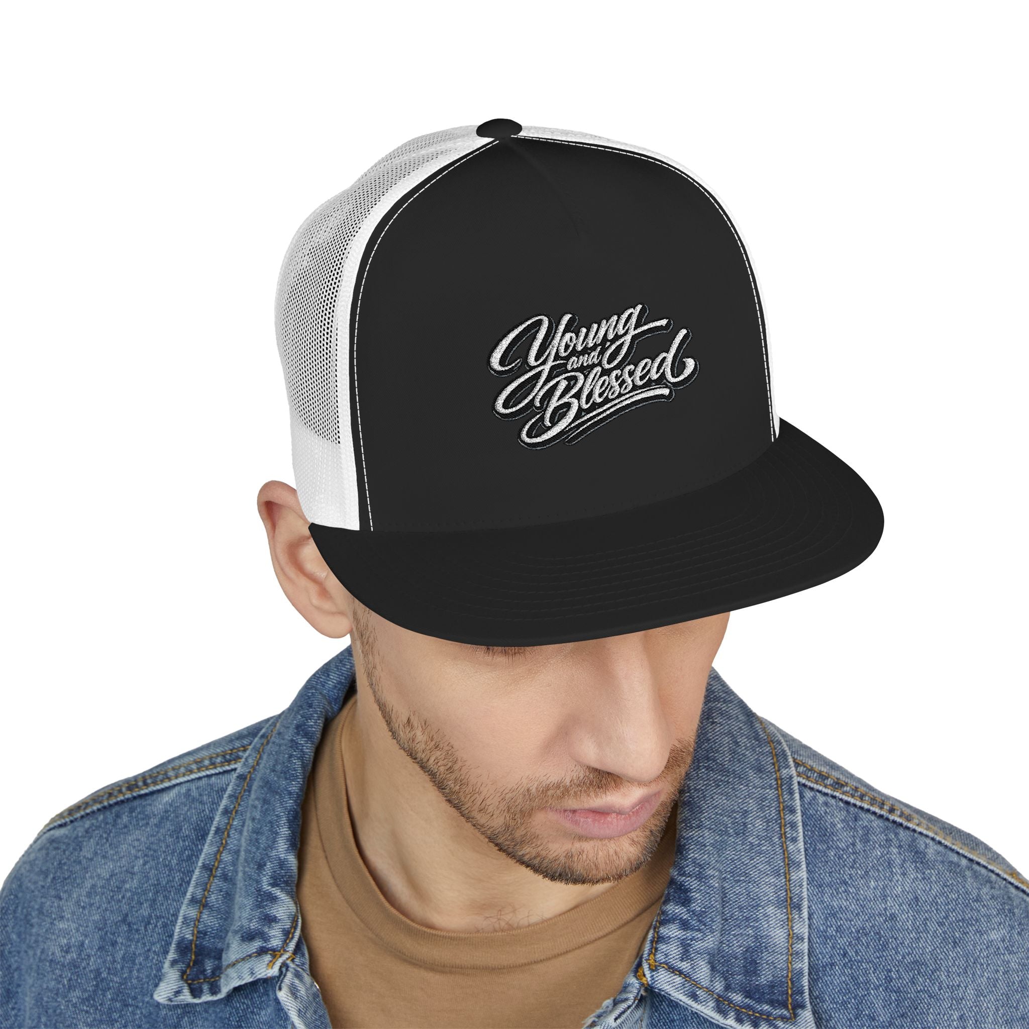 Young and Blessed Flat Bill Trucker Cap