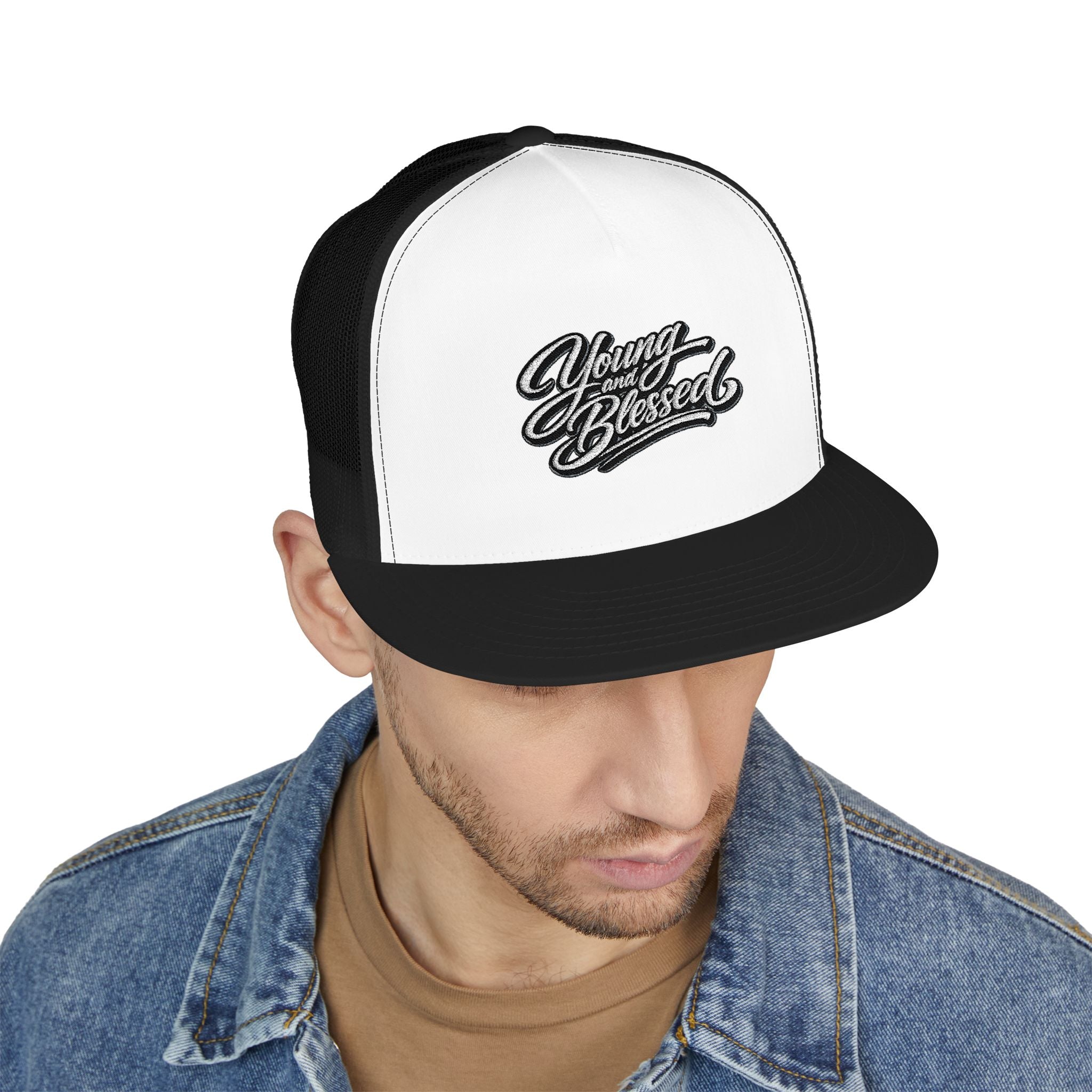 Young and Blessed Flat Bill Trucker Cap